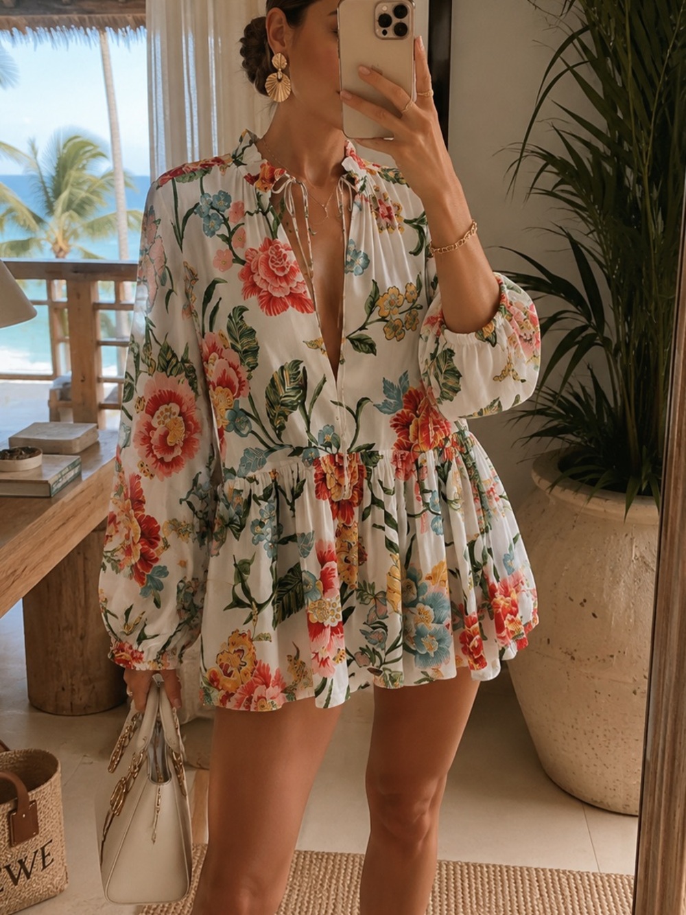 Loft long sleeve floral top